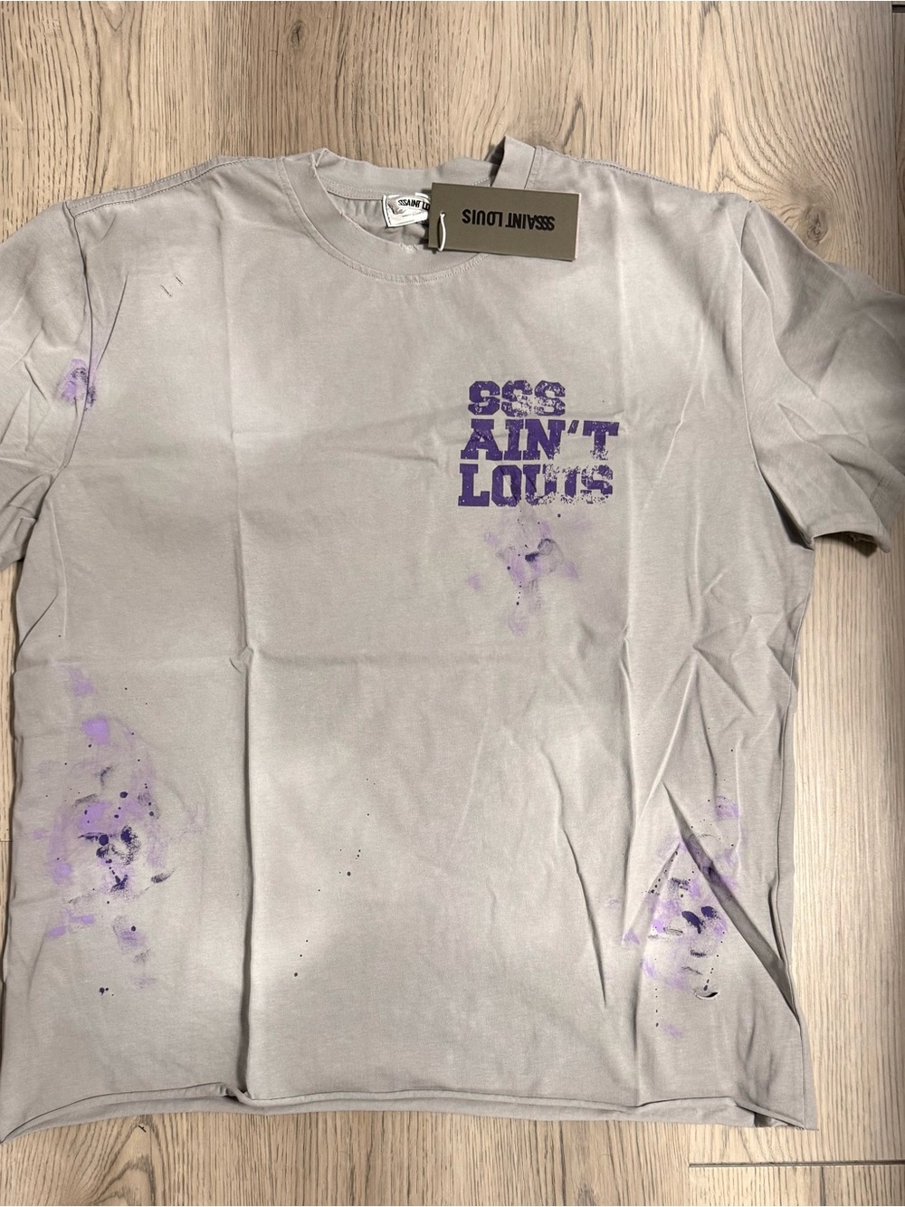 Saint Louis Crystal Light Gray Tee with Purple Graphic